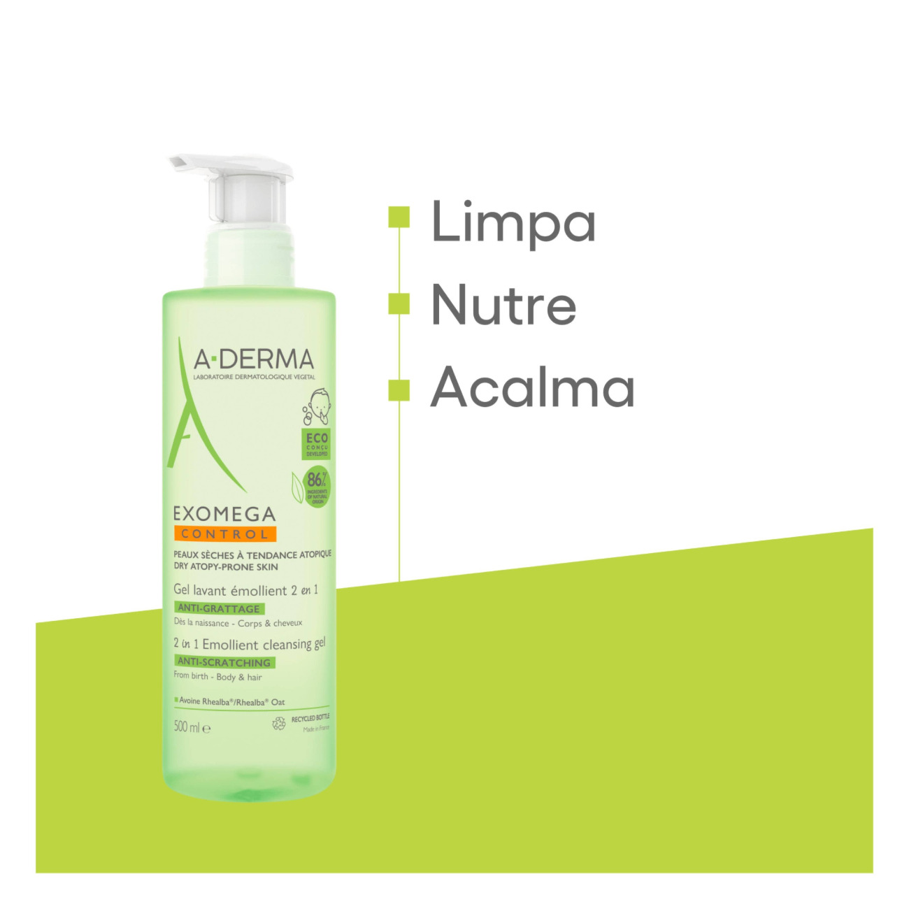 A-Derma Exomega Control Gel Limpeza Corpo e Cabelo ECO Pele