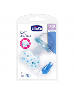 Chicco Kit Physio Soft Chupeta + Clip c/ Corrente Azul 16-36M
